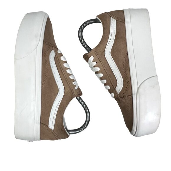 Vans Old Skool Womens sz 6 Stackform Wedge Burro Tan Brown Suede Skate Sneakers - Picture 4 of 10